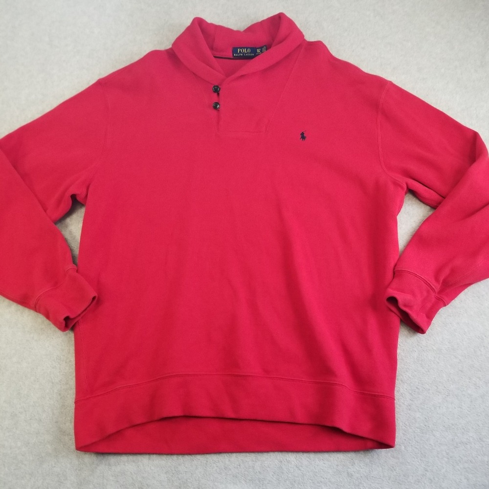 Polo Ralph Lauren Sweater Mens Extra Large XLT Red Knit Shawl Long Sleeve Casual